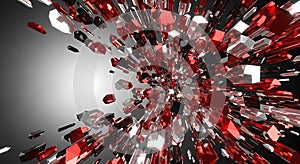 Abstract Geometric Shapes Exploding Into Space