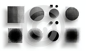 Abstract Geometric Shapes with Gradient and Halftone Patterns