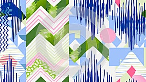 Abstract Geometric Shapes and Lines Pattern in Vibrant Colors art