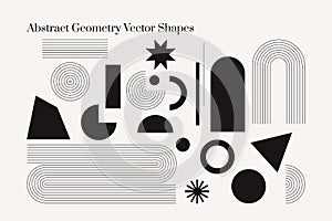 Abstract geometric shapes monochrome vector