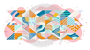 Abstract Geometric Shapes and Patterns Design with Pastel Tones