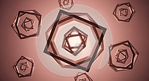 Abstract Geometric Shapes on Rose Background