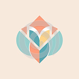 Abstract geometric shapes in soothing pastel colors form a logo for a flower shop, Abstract geometric shapes in soothing pastel