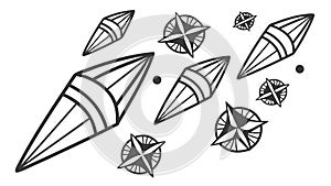 Abstract geometric shapes, stars, and arrows, dynamic pattern. vector design Generative AI