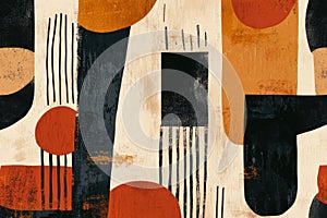 Abstract geometric shapes with warm orange and black color palette photo