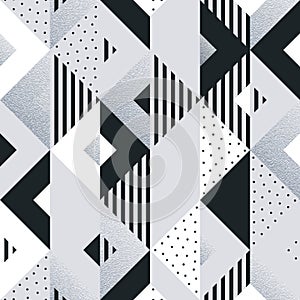 Abstract geometric silver pattern background of square and triangle elements for modern trendy design template. Vector geometry ba