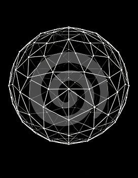 Abstract Geometric Sphere Black and White Lines