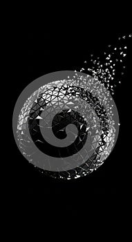 Abstract Geometric Sphere Exploding Concept - Digital Disintegration on Black