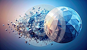 Abstract Geometric Sphere Exploding into Fragments