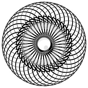 Abstract geometric spiral element with intersecting lines