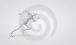 Abstract geometric sprinting running man 3D rendering