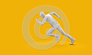 Abstract geometric sprinting running man 3D rendering