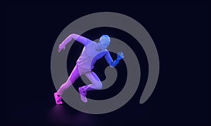 Abstract geometric sprinting running man 3D rendering