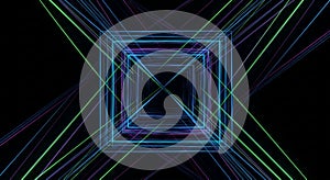 Abstract Geometric Square Tunnel with Light Lines
