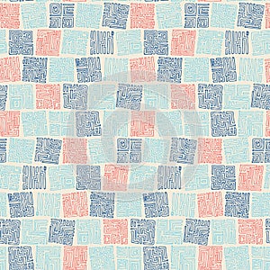 Abstract geometric squares seamless pattern. Vector doodle illustration