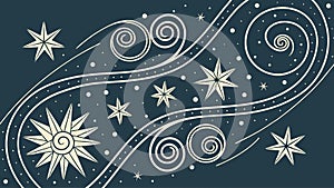 Abstract geometric stars swirls cosmic pattern vector, vector design Generative AI