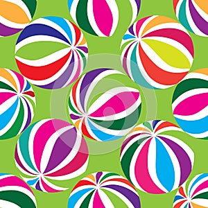 Abstract geometric striped balls seamless pattern.