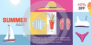 Abstract geometric summer sale banner background