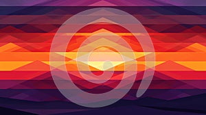 Abstract Geometric Sunset in Vivid Colors Design Background