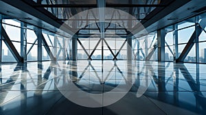 Abstract Geometric Symphony: Overlapping Shapes in Modern Office Setting