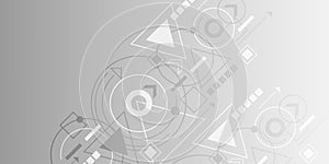Abstract geometric technological background. Linear drawing. Vector illustration