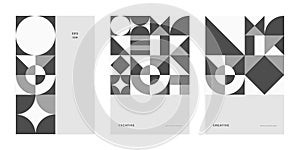 Abstract geometric technological company brochure. Corporate identity flyer. Vector set business presentation.