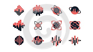 Abstract Geometric Technology and Science Icons Set