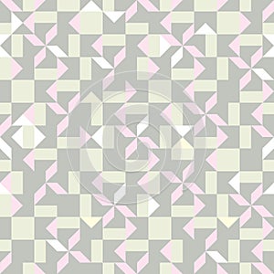 Abstract geometric tile mosaic seamless pattern. Stylish monochrome ornament of geometrical shapes