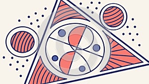 Abstract Geometric Triangle with Circular Elements, vector design Generative AI