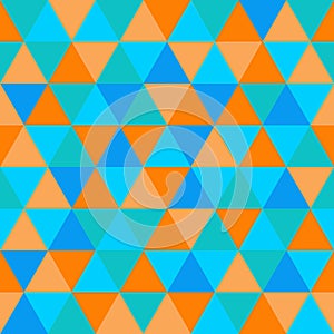Abstract geometric triangle seamless pattern, orange, blue colors
