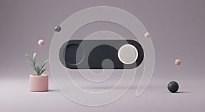 3D Toggle Switch On with Minimalist Decor