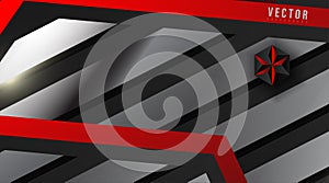 Abstract geometric vector background. shape stripe, and hexagon with color gradient ,red ,white, gray, and black . Vector