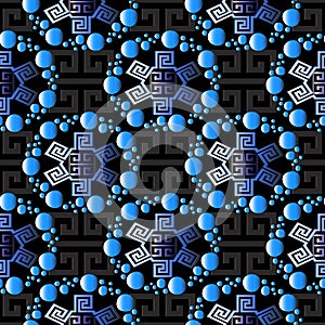 Abstract geometric vector 3d seamless pattern. Greek background.
