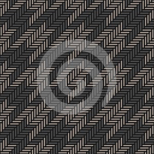 Abstract geometric vector pattern with houndstooth tweed check plaid in dark grey and black. Seamless dog tooth illustration.