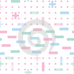 Abstract geometric vector seamless pattern background in pastel green, blue, pink and white colors