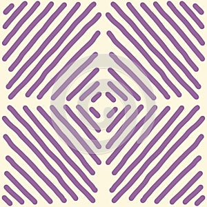 Abstract geometric vector seamless pattern. Modern hand drawn striped repeat design with uneven diagonal purple wobbly photo