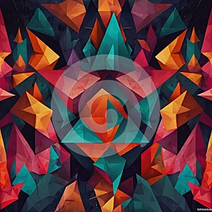 Abstract geometric wallpaper, geometric multicolored triangles, colorful background. AI Generative photo