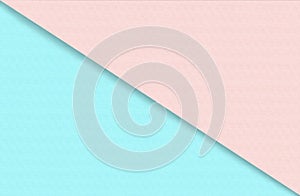 Abstract geometric water color paper background in soft pastel pink and blue trend colors with diagonal line.