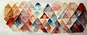 Abstract geometric water color paper background in soft pastel pink and blue trend colors with diagonal line. AI generative