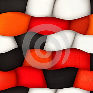 Abstract Geometric Wave Pattern with Red, Orange, Black, and White