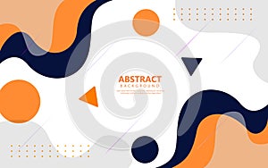 Abstract geometric wave shape navy blue and orange flat background vector