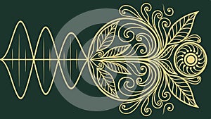 Abstract Geometric Waves and Floral Pattern, vector design Generative AI