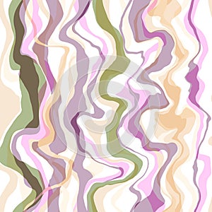 Abstract geometric wavy pattern Multicolored wavy twisty stripes on a white background Spring delicate pastel muted shades