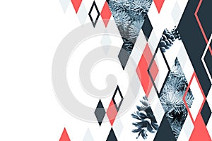 Abstract geometrical background with firtree collage