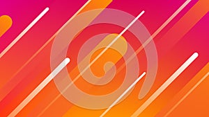 Abstract Geometrical Background Illustration with Gradient Dymanic Shapes and Lines Pattern. Pink, Orange, Yellow and