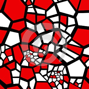 Abstract geometrical background; white and red seamless pattern