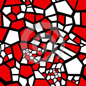 Abstract geometrical background; white and red seamless pattern