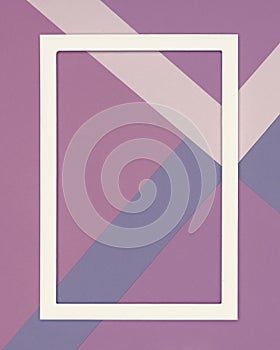 Abstract geometrical cold purple and ultra violet paper flat lay background. Minimalism and geometry template.