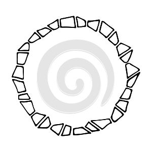 Abstract geometrical monochrome hand drawwn vector round frame