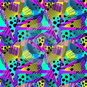 Abstract geometrical seamless rough grunge pattern, modern design template. Hipster hypebeast painted style textu